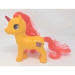 Gi-Go Wonder Pony Land Yellow Unicorn Pink/Sparkle Hair Butterfly Symbol 5" Pony
